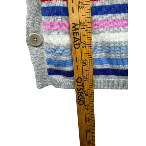 Talbots Womens Striped Button-Detail Sweater Medium Gray Pink Blue - Picture 7 of 12